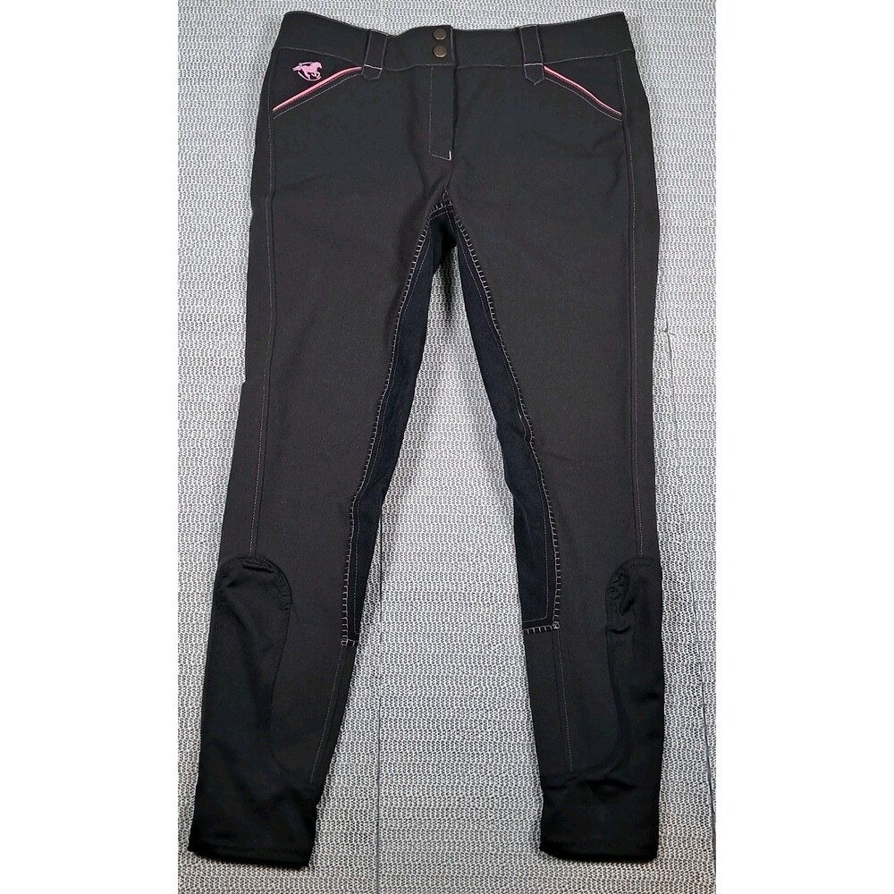 Piper By Smartpak Pants Womens 30R  Black Pink  Breeches Equestrian Horse